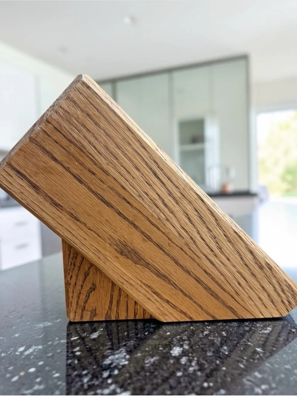 Vintage Chicago Cutlery Solid Oak Hardwood Slanted Knife Storage Block